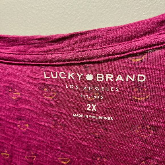 Lucky Brand Top Tunic Fuchsia Pink Knit Boho Artsy Scoop Neck Comfy Casual 2X - Picture 5 of 6